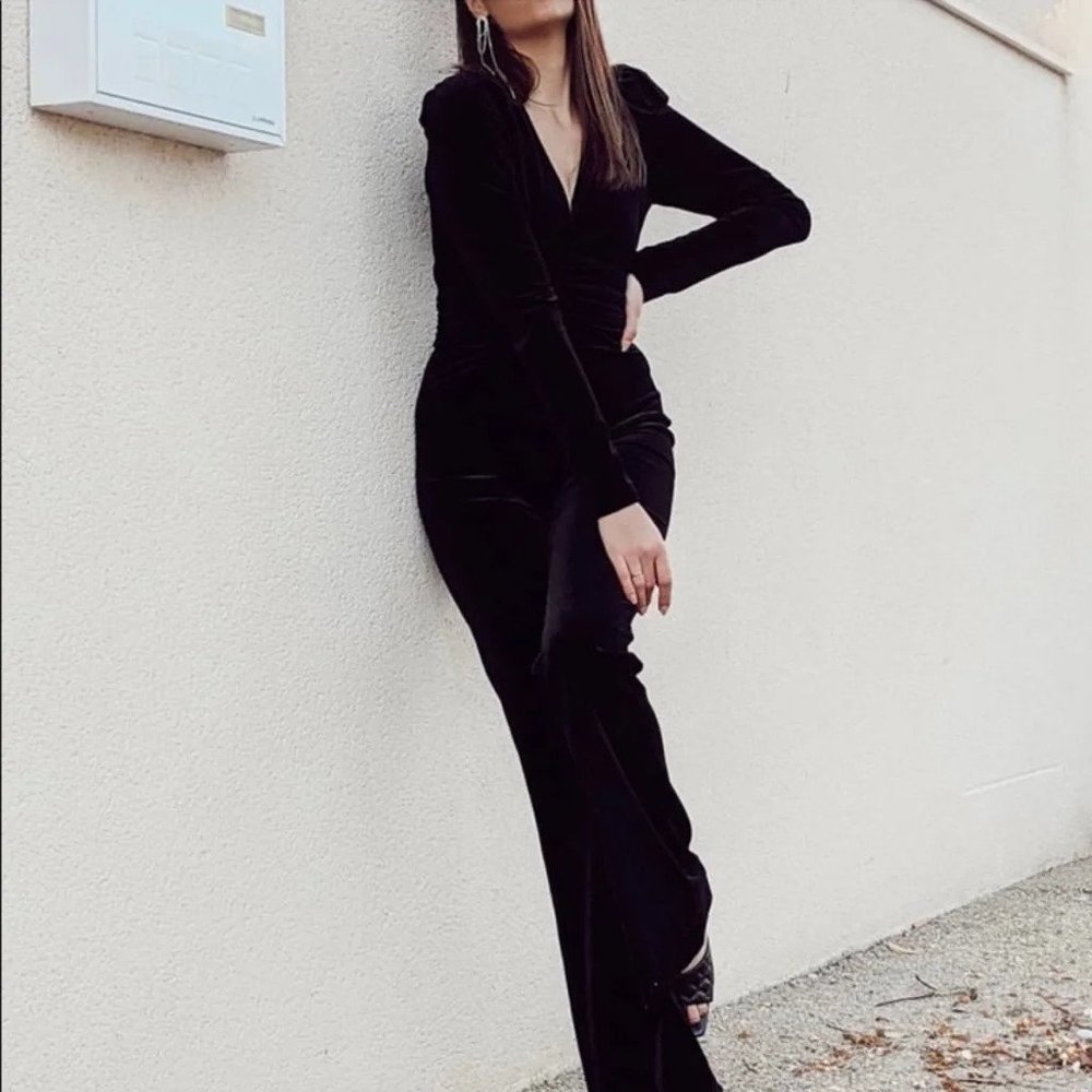 Zara Black Jumpsuit Velvet.  SZ S - Picture 5 of 6